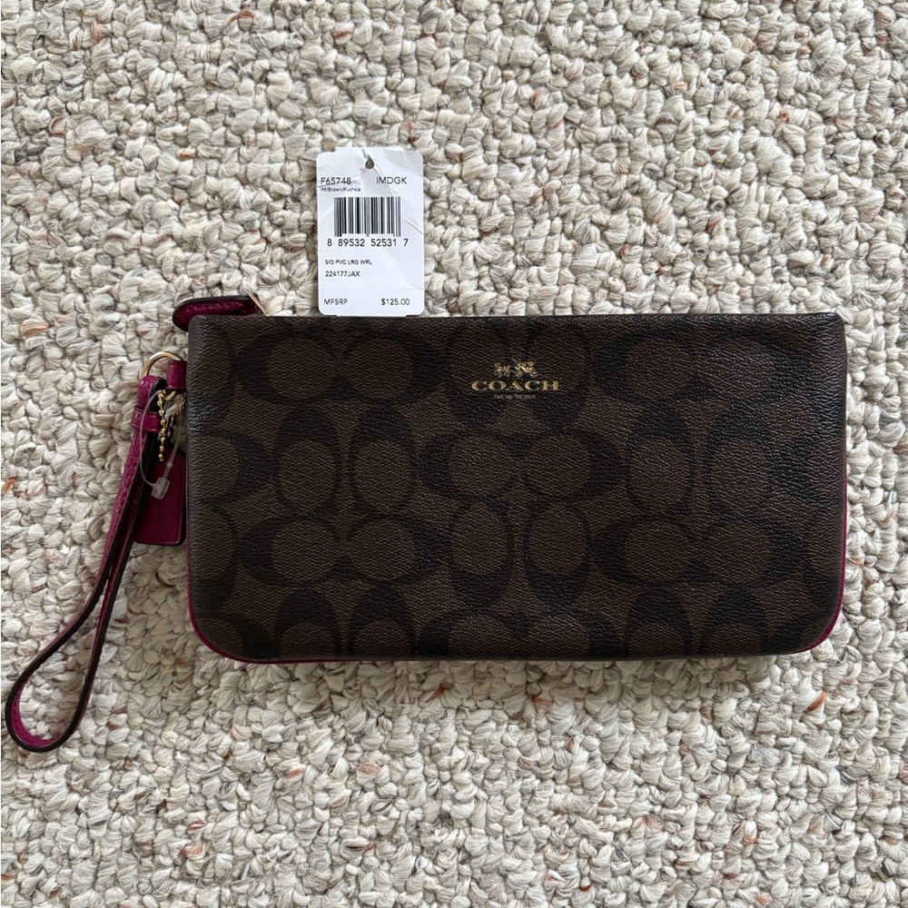 Coach Signature zip top large wristlet